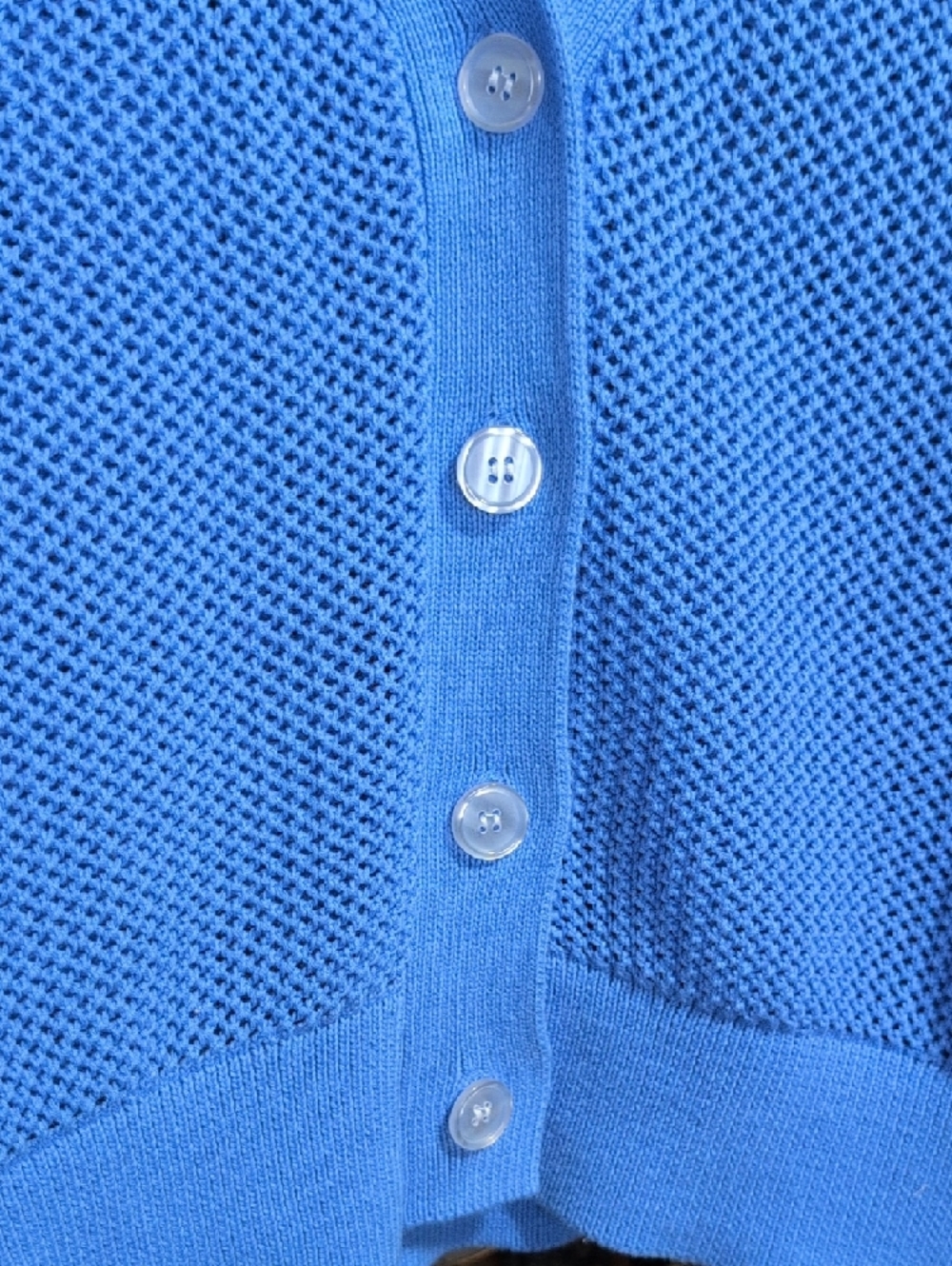 Blue Short-Sleeve Open-Knit Cardigan - Picture 4 of 4